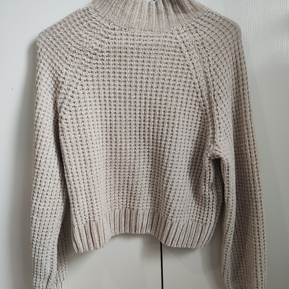 H&M Cream Cowl Neck Sweater with Textured Knit